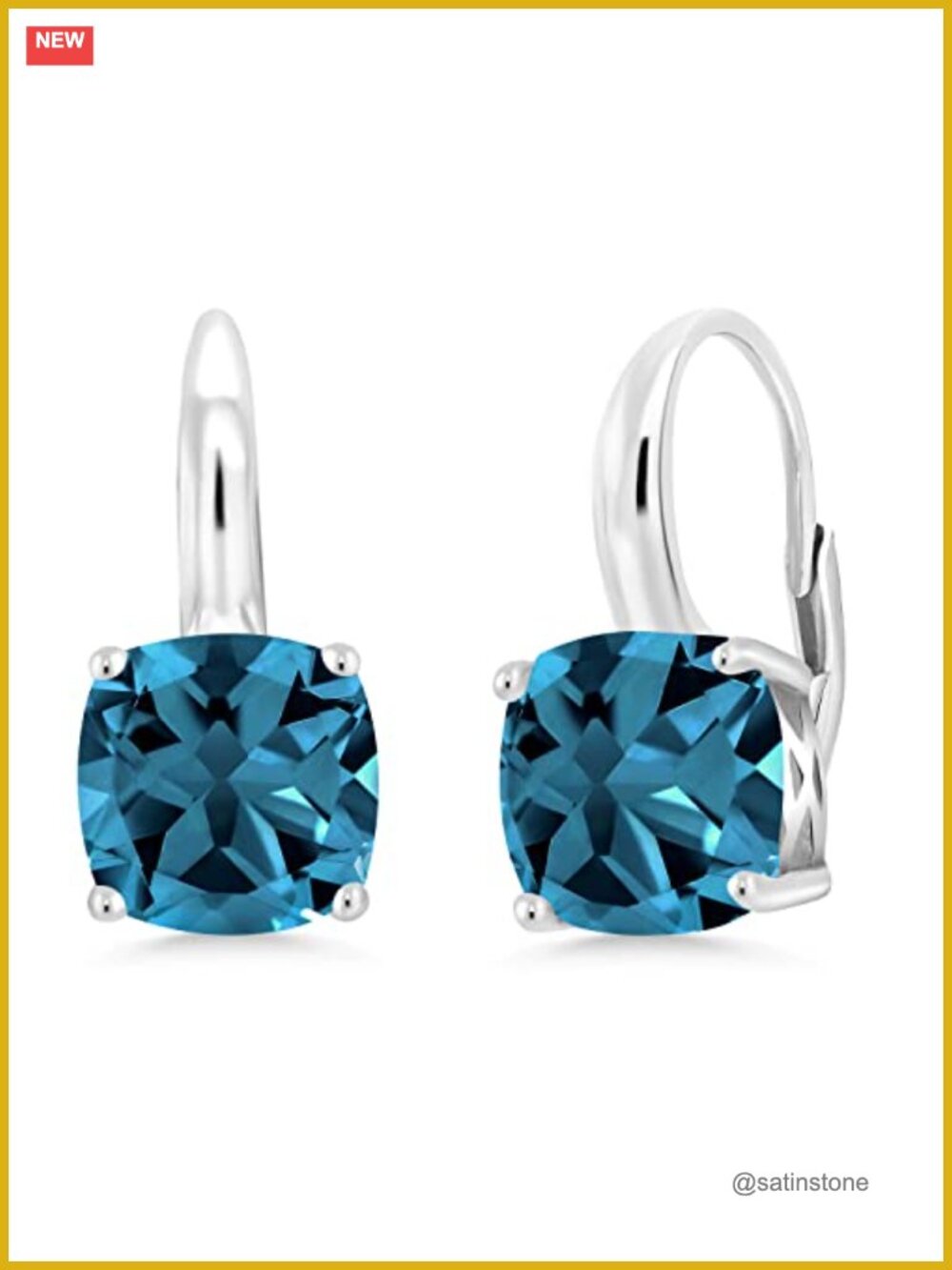 Cushion Cut Birthstone Drop Dangle Leverback Earrings 925 Sterling Silver